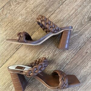 Dolce Vita Braided Brown Block Heel Sandals